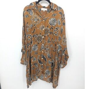 Corey Lynn Calter Tunic Top Women Small Brown Nautical Button Down Anthropologie